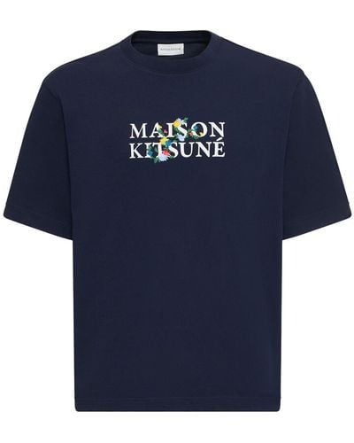 Maison Kitsuné Maison Kistune Flowers Oversize T-Shirt - Blue