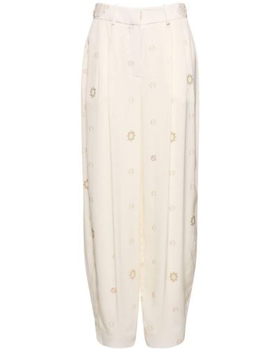 Stella McCartney Pantalon ample en viscose embellie - Blanc