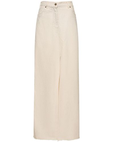 DARKPARK Emma Cotton Denim Midi Skirt - White