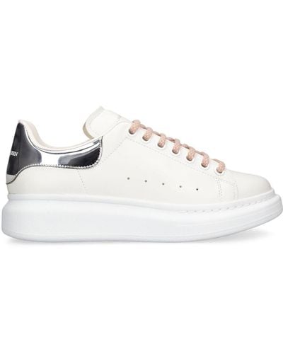 Alexander McQueen Matte And Mirrored-leather Exaggerated-sole Sneakers - Natural