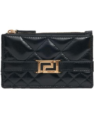 Versace Quilted Leather Card Holder - Black