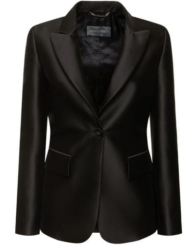 Alberta Ferretti Tailored Satin Single Breast Jacket - Black