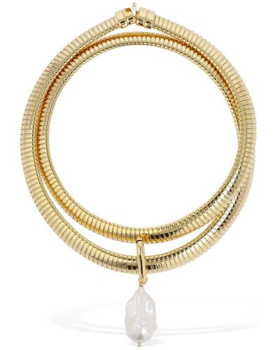 Timeless Pearly Pearl Charm Double Wrap Necklace - Metallic