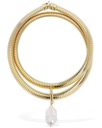 Timeless Pearly Pearl Charm Double Wrap Necklace - Metallic
