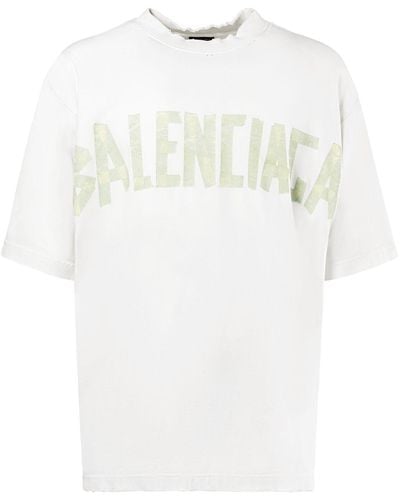 Balenciaga Baumwoll-t-shirt Mit Band- Und Vintage-effekt - Natur