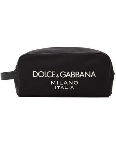 Dolce & Gabbana Rubberized Logo Nylon Toiletry Bag - Black