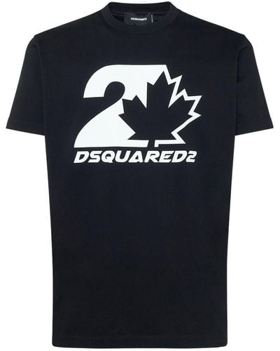 DSquared² T-shirt in jersey di cotone stampato - Blu