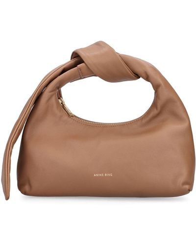 Anine Bing Mini Grace Leather Top Handle Bag - Braun