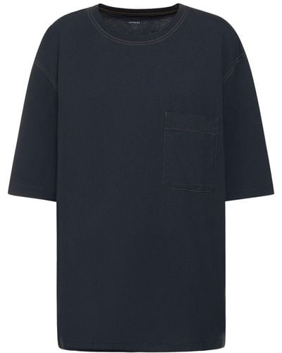 Lemaire T-shirt en coton avec poche plaquée - Bleu