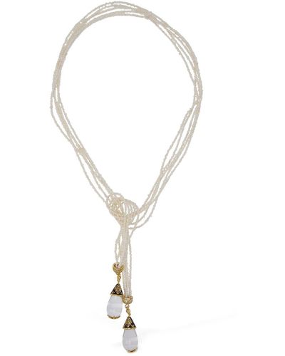Zimmermann Faux Pearl Rope Lariat Necklace - White