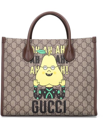 Gucci Pear Print Small Tote Bag - Natural