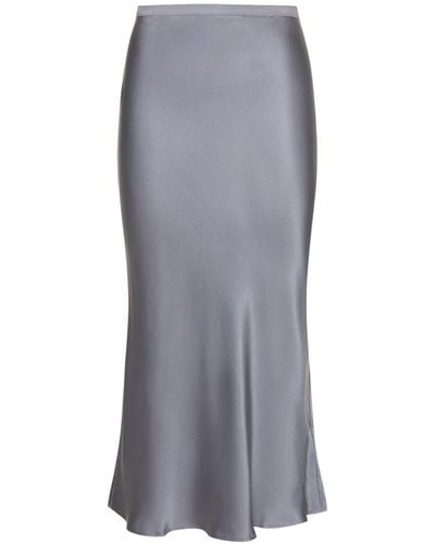 Anine Bing Bar Silk Midi Skirt - Grey