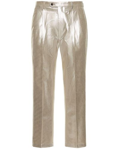 LC23 Pantalones De Traje De Algodón Metalizados - Metálico