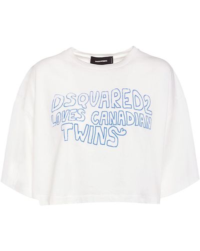 DSquared² Printed Logo Crop T-Shirt - White
