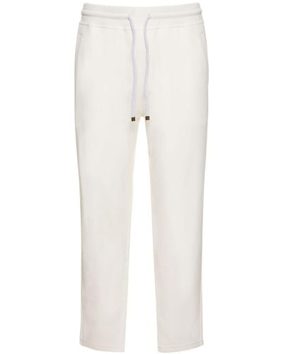 Brunello Cucinelli Pantalon de jogging en coton mélangé - Blanc