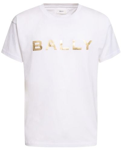 Bally T-shirt in jersey di cotone con logo - Bianco