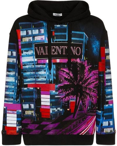 Valentino Sweat-shirt En Jersey De Coton Imprimé À Capuche - Multicolore