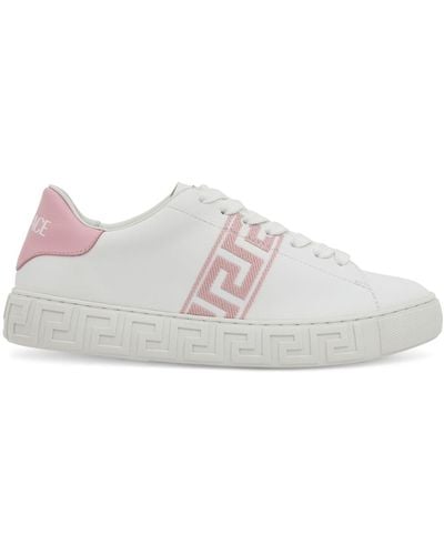 Versace Sneakers de ecopiel con bordados - Blanco