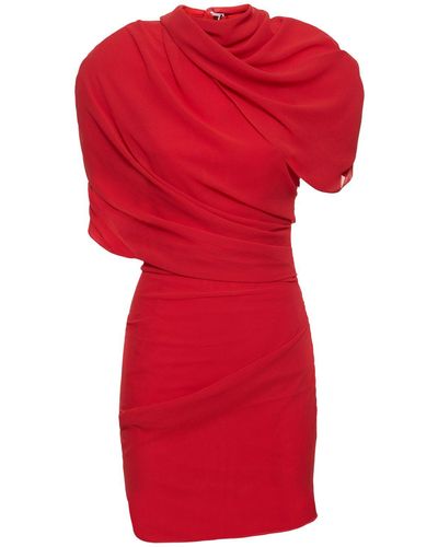 Jacquemus Vestido drapeado de satén - Rojo