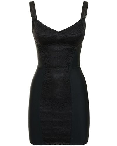 Dolce & Gabbana Satin Corset Mini Dress - Black