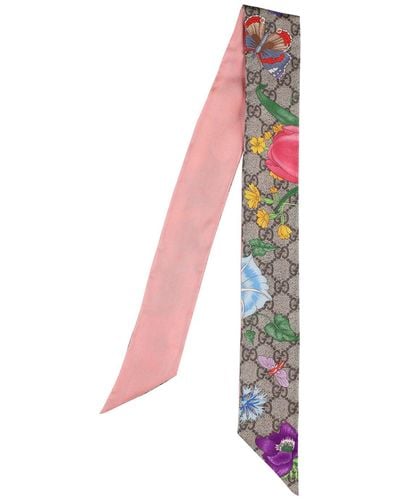 Gucci Foulard gg flora en soie - Rose