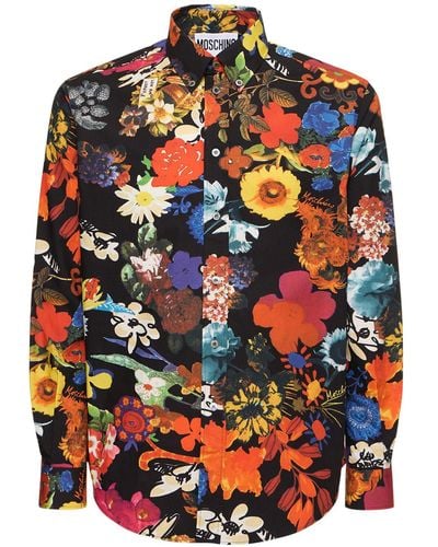 Moschino Camisa de algodón popelina estampada - Multicolor