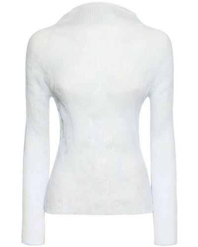 Issey Miyake Chiffon Pleated Jersey Top - White