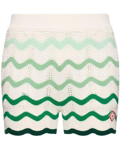 Casablancabrand Gradient Wave Crochet Cotton Shorts - Green