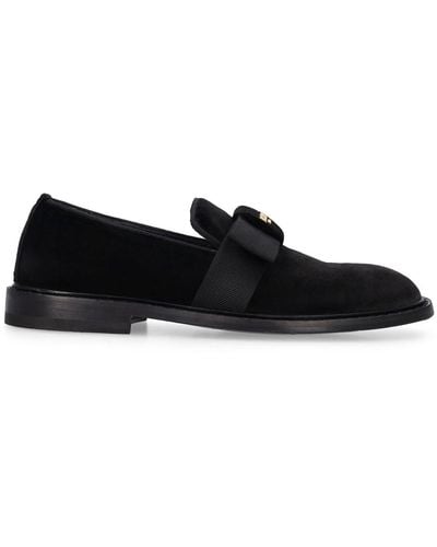 Moschino 25Mm Slippers Velvet Loafers - Black