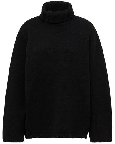 Totême Suéter con cuello de tortuga de lana y cashmere - Negro