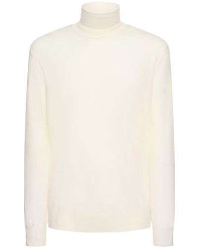 Jil Sander Superfine Wool Turtleneck Sweater - White