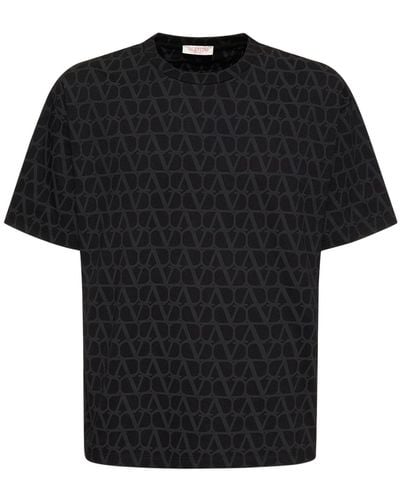 Valentino Camiseta de algodón estampada - Negro