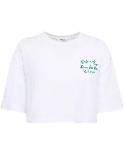Philosophy Di Lorenzo Serafini Kurzes T-shirt Aus Baumwolle Mit Logo - Weiß