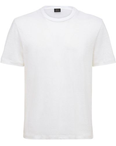 Brioni T-shirt In Lino - Bianco