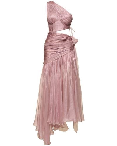 Maria Lucia Hohan Cassie Mousseline Foiled Silk Long Dress - Pink
