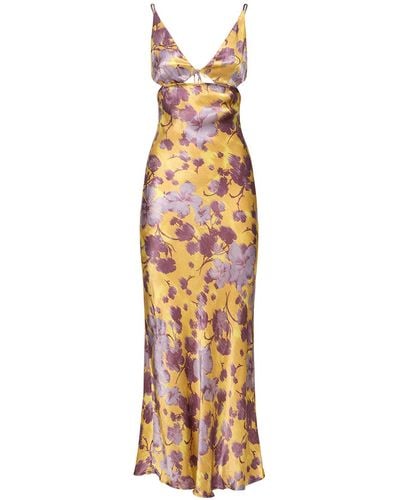 Bec & Bridge Indi Floral Printed Viscose Maxi Dress - Metallic