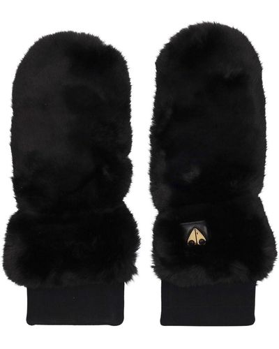 Moose Knuckles Cheever leather & faux fur mittens - Nero