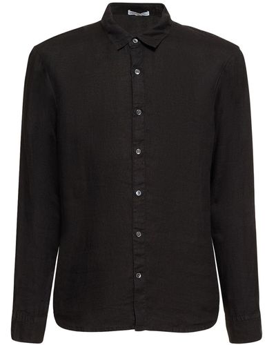 James Perse Camisa clásica de lino - Negro