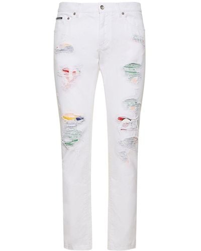 Dolce & Gabbana Jeans carretto in denim distressed - Bianco