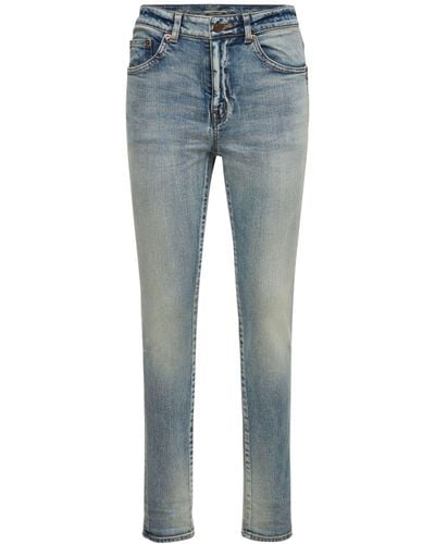 Saint Laurent Skinny Cotton Denim Jeans - Blue