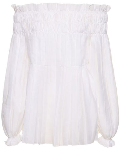 Alberta Ferretti Ruffled Cotton Organza Shirt - White