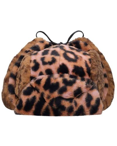 Kangol Wild Leopard Print Faux Fur Trapper Hat - Brown
