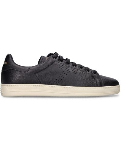 Tom Ford Grain Leather Low Top Trainer - Black