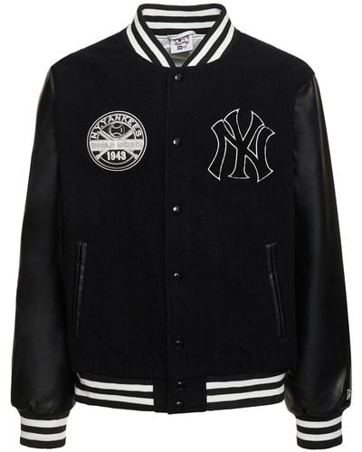 KTZ Mlb Ny Yankees Large Logo Varsity Jacket - Black