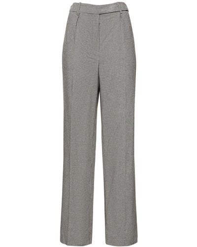 Alexandre Vauthier Wool Blend Check Wide Pants - Gray