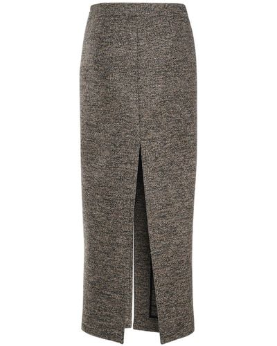 Bottega Veneta Wool Twill Long Skirt - Gray