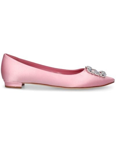 Manolo Blahnik 10 Mm Flache Schuhe Aus Satin "hangisi" - Pink