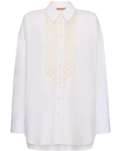 Ermanno Scervino Camisa de algodón bordada - Blanco