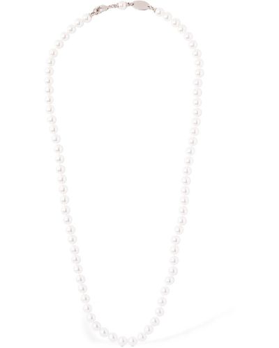DSquared² Collier long chaîne en fausses perles - Blanc