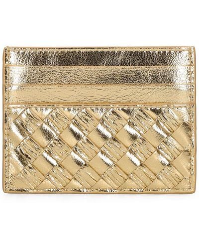 Bottega Veneta Intrecciato Leather Credit Card Case - Metallic